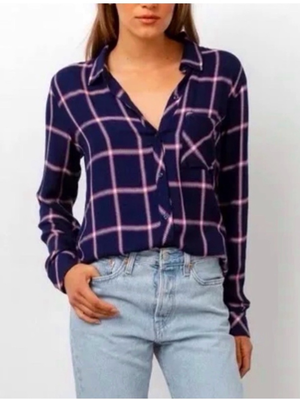 Rails Hunter Plaid Navy Snow button-down shirt,size (i9)